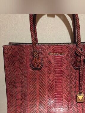 Rare Michael Kors Burgundy Python-Embossed Tote